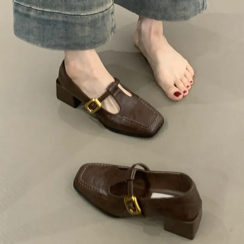 Women Square Toe T-Strap Mary  - đánh giá và giá Vintage Fashion Dresses