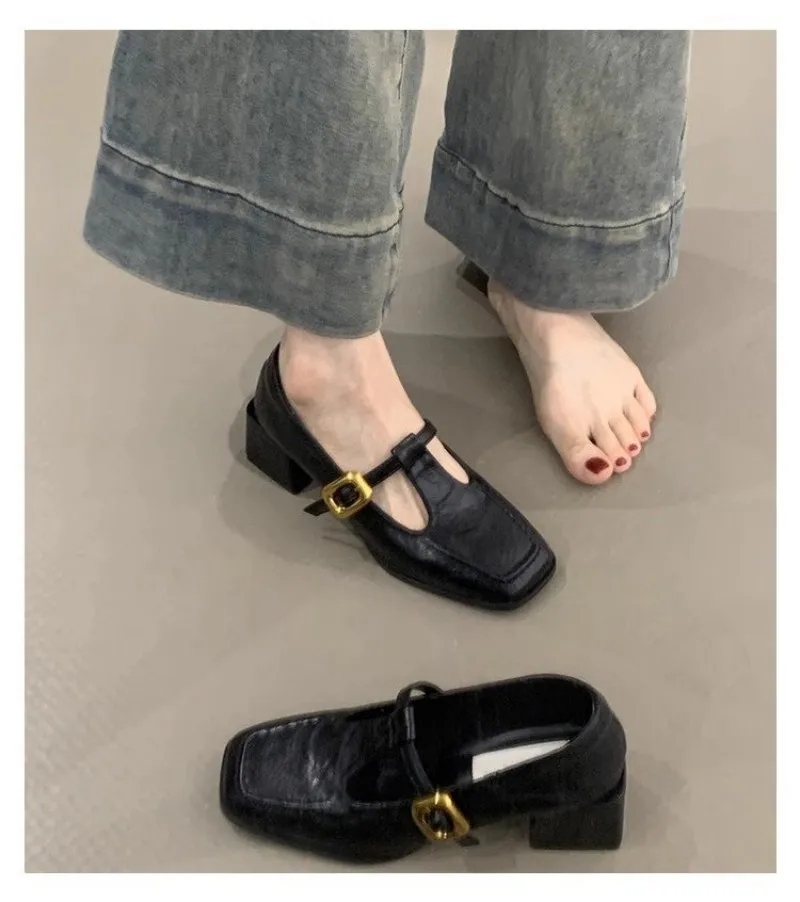 Women Square Toe T-Strap Mary  - đánh giá và giá Vintage Fashion Dresses