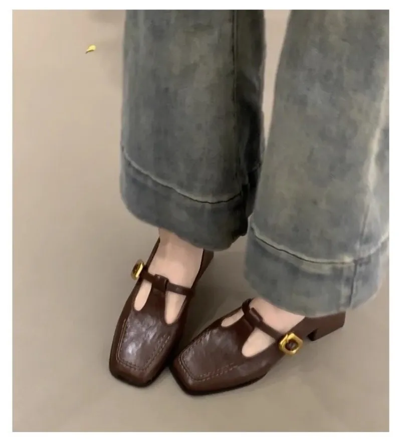 Women Square Toe T-Strap Mary  - đánh giá và giá Vintage Fashion Dresses