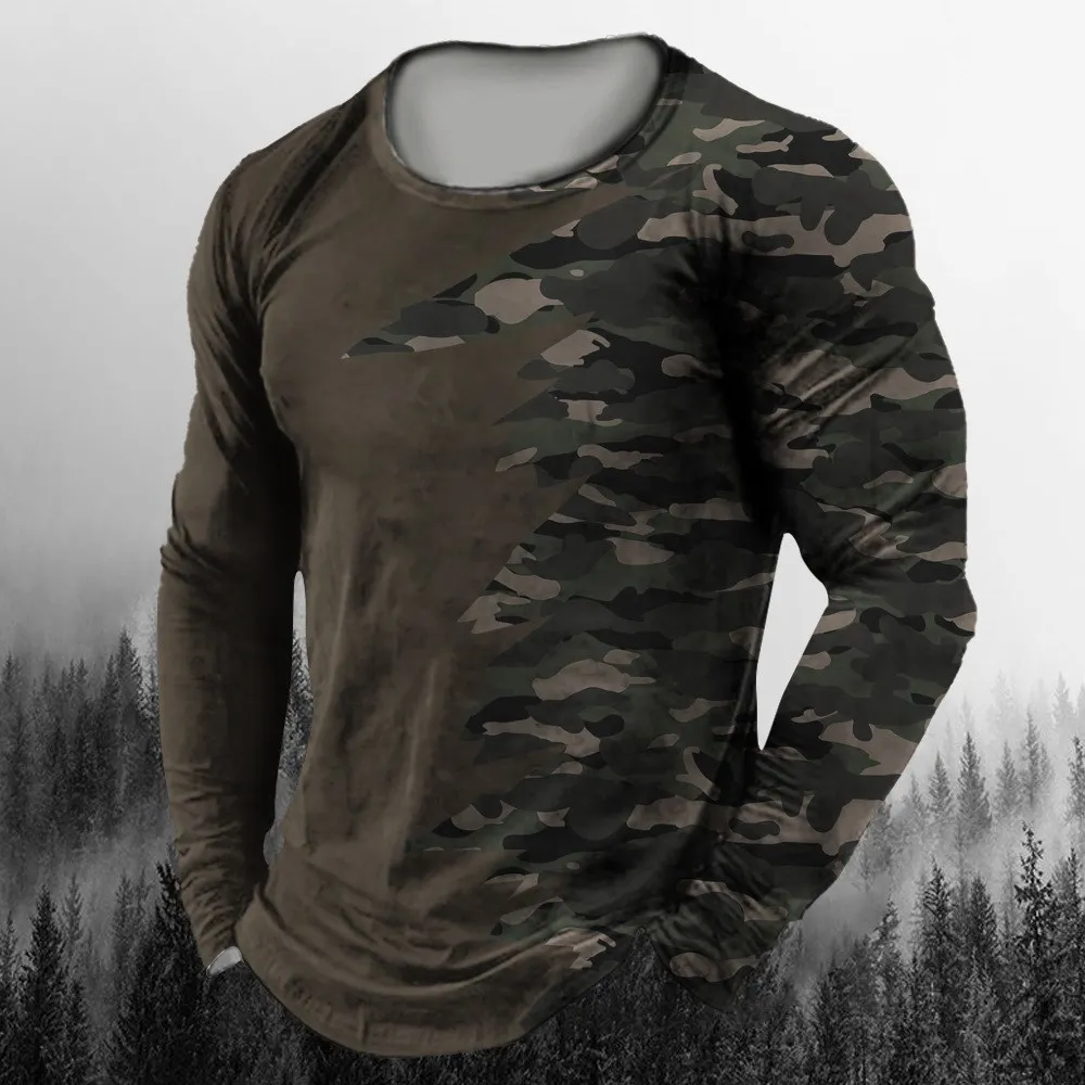 3D Printed Camouflage Long Sle - đánh giá và giá Vintage Fashion Jersey
