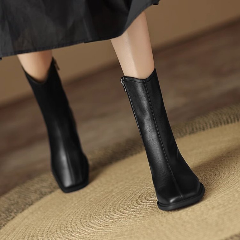 Women Square Toe Leather Ankle - đánh giá và giá Vintage Fashion Dresses
